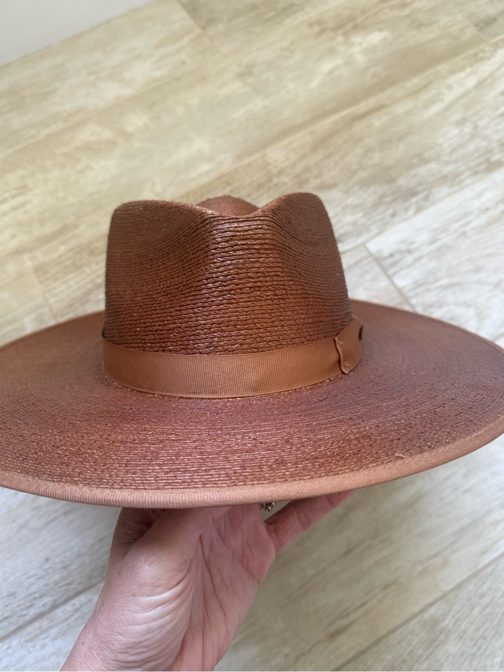 Brixton Women’s Wide-Brim Brown Straw Fedora Rancher Hat - Picture 3 of 4